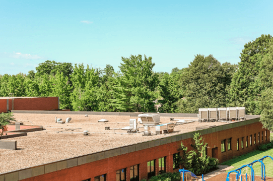 vrf system on a roof of an elementary school